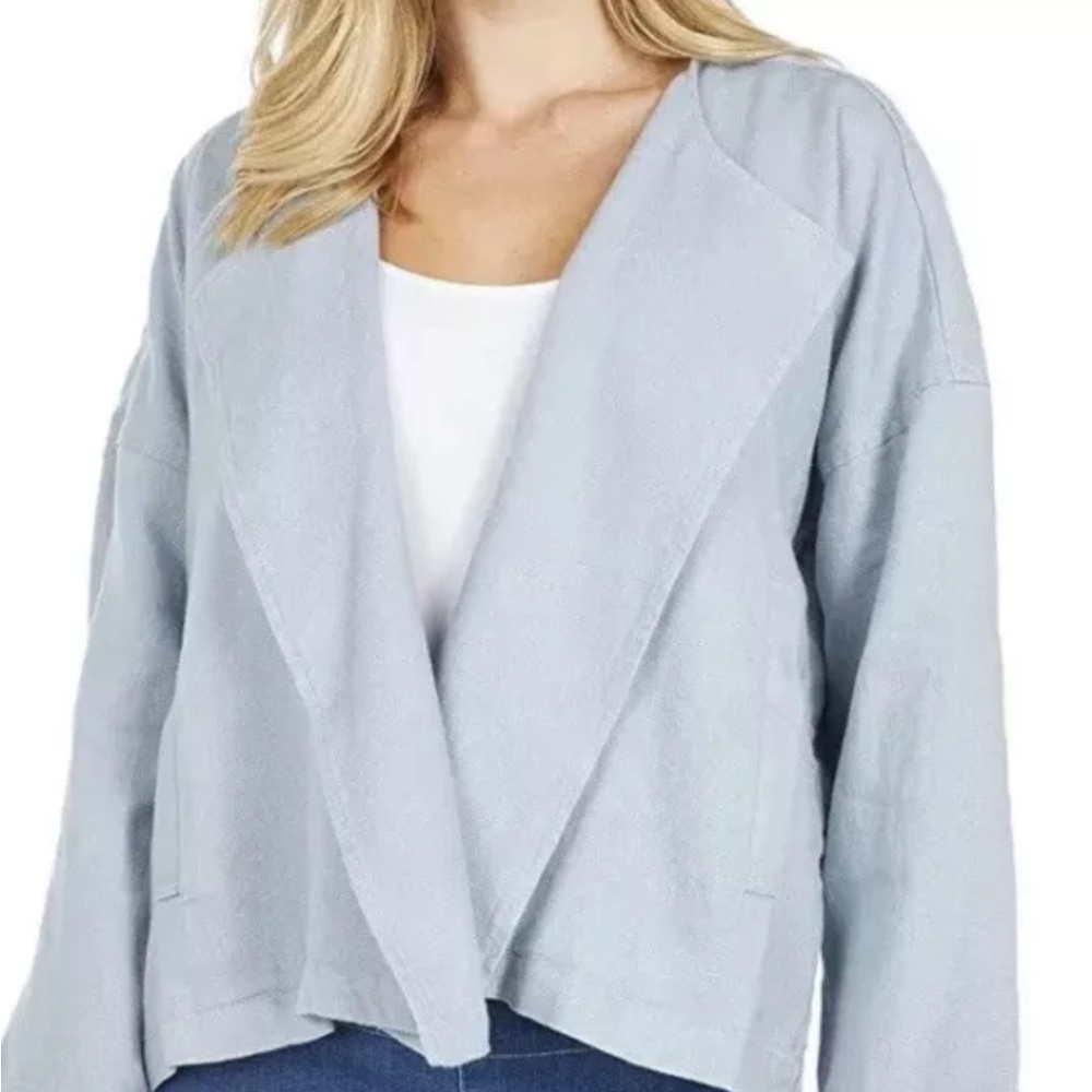 Eileen Fisher linen blue jacket Sz L
